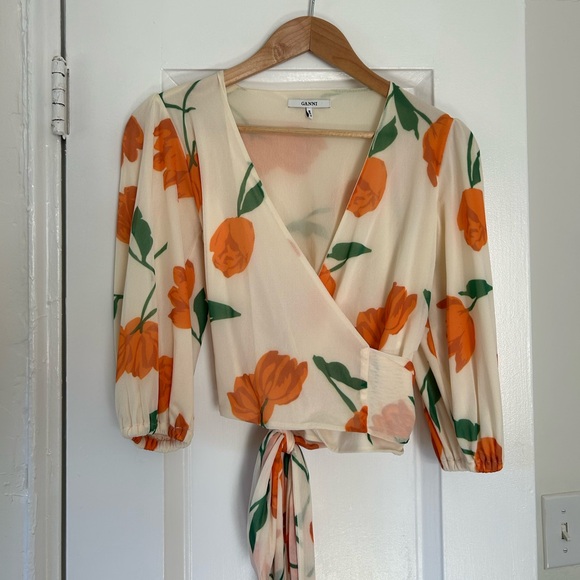 Ganni Tilden Mesh Wrap Top - Picture 5 of 7